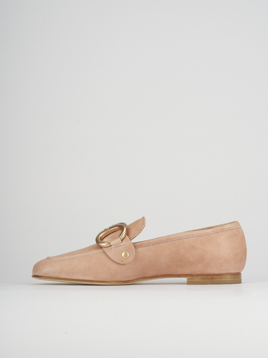 Mocassini tacco 1cm pelle rosa