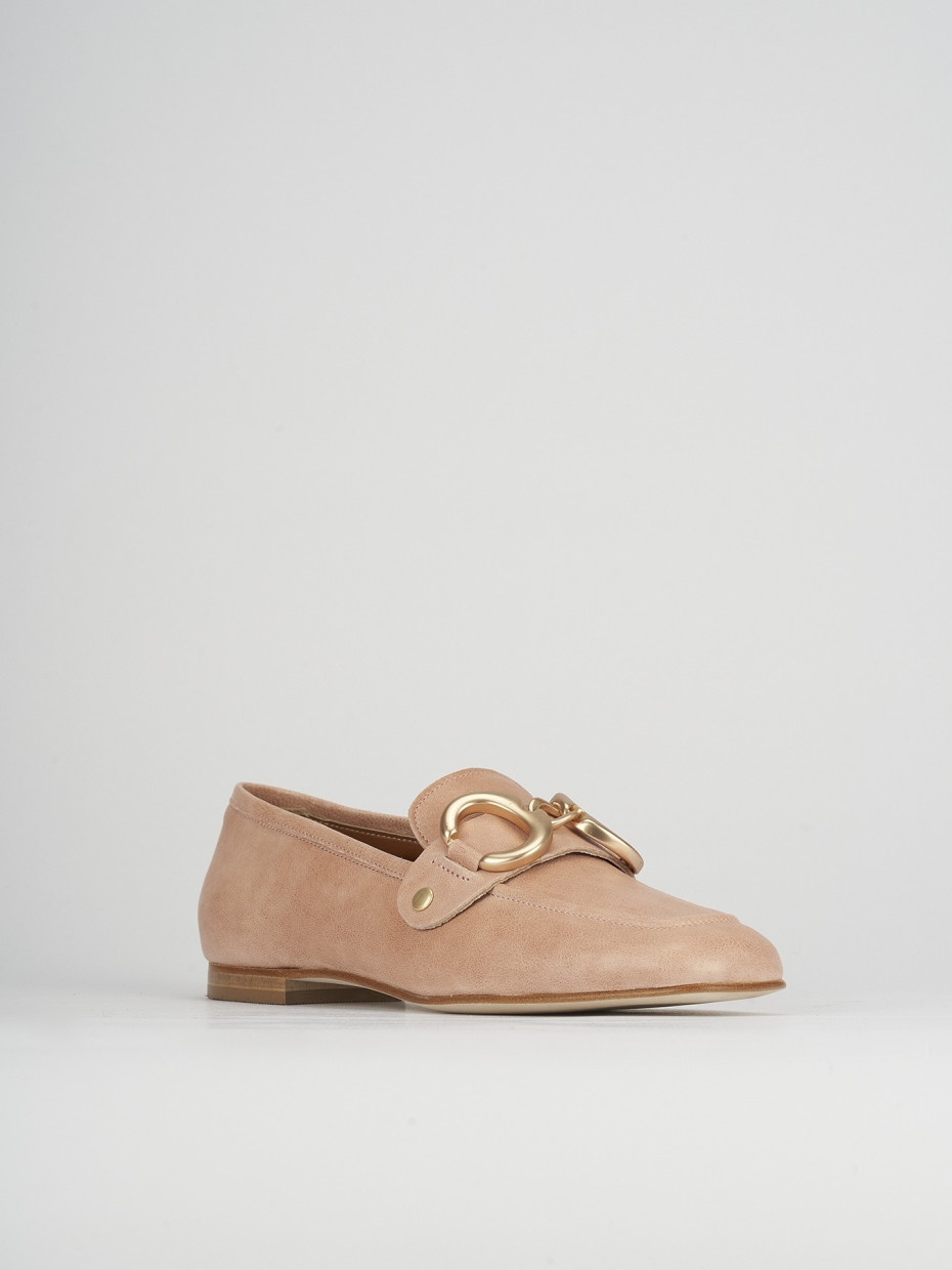 Mocassini tacco 1cm pelle rosa