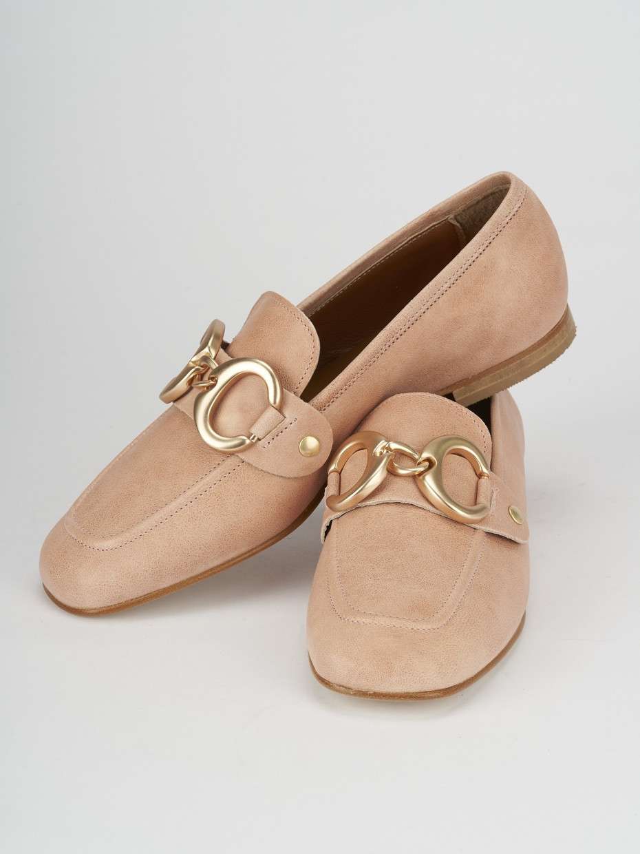 Mocassini tacco 1cm pelle rosa
