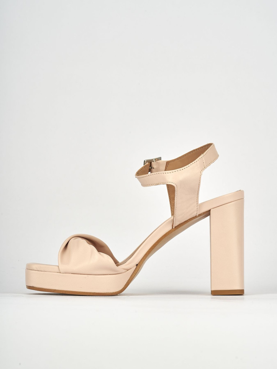 High heel sandals heel 9 cm pink leather