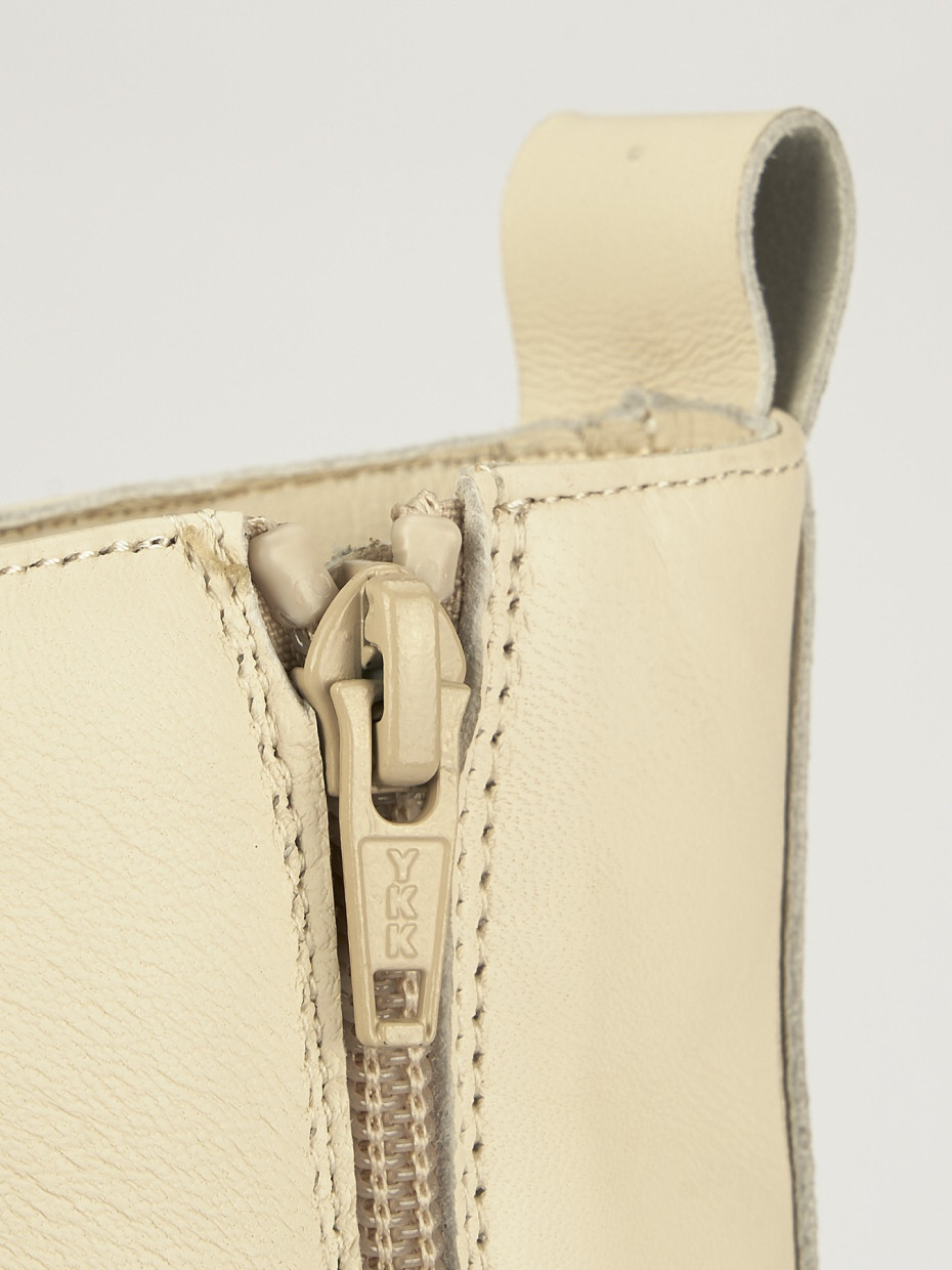 Stivaletto tacco 8cm bianco pelle
