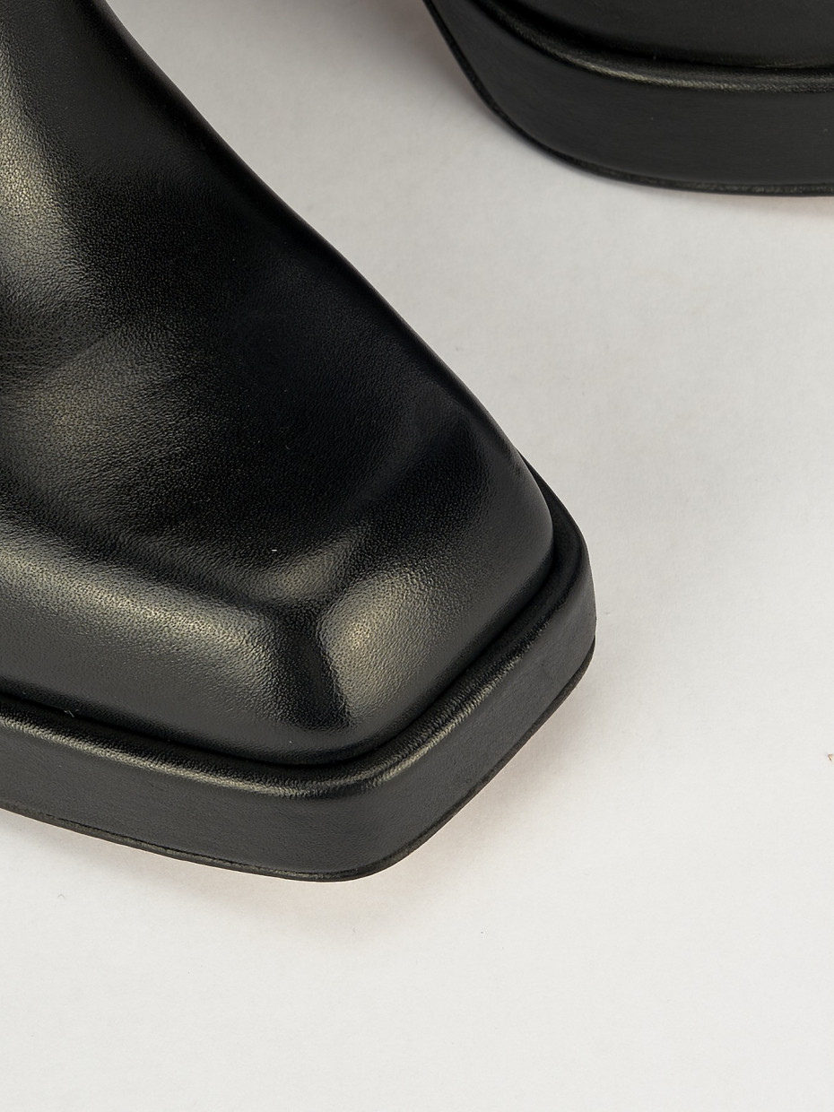 High heel ankle boots heel 8 cm black leather