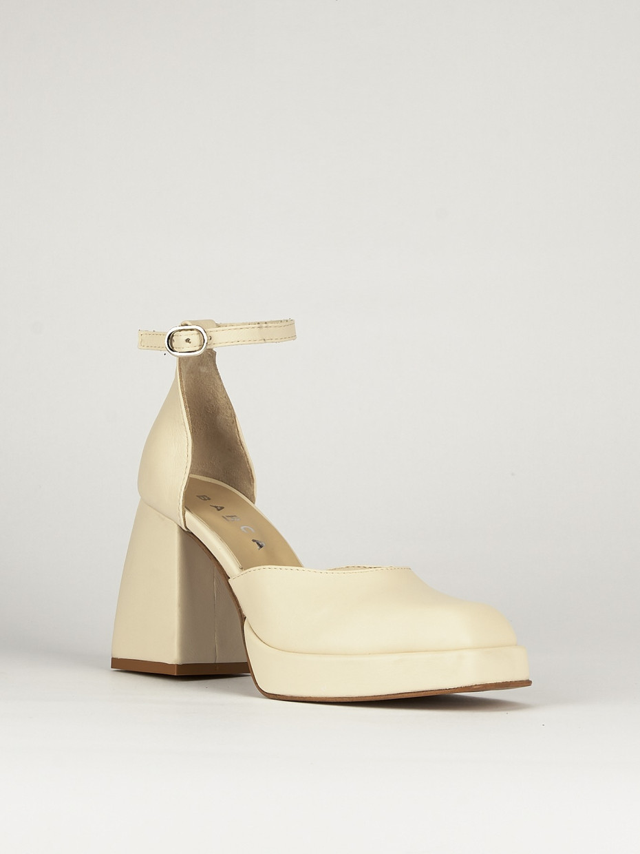 Bebe' tacco 9 cm bianco pelle