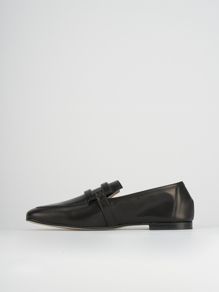 Mocassino tacco 1 cm nero pelle