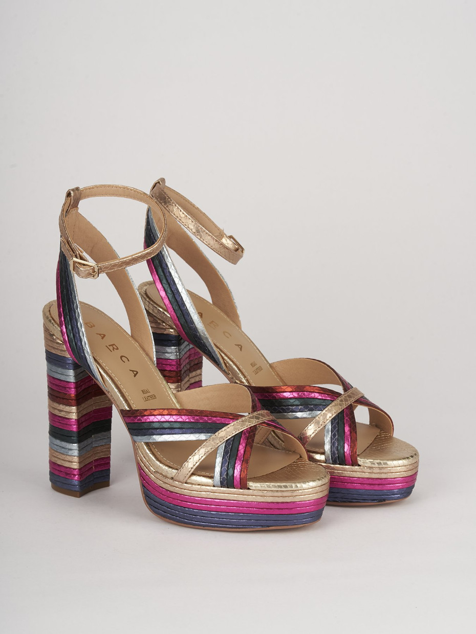Sandali tacco 11cm pelle multicolor