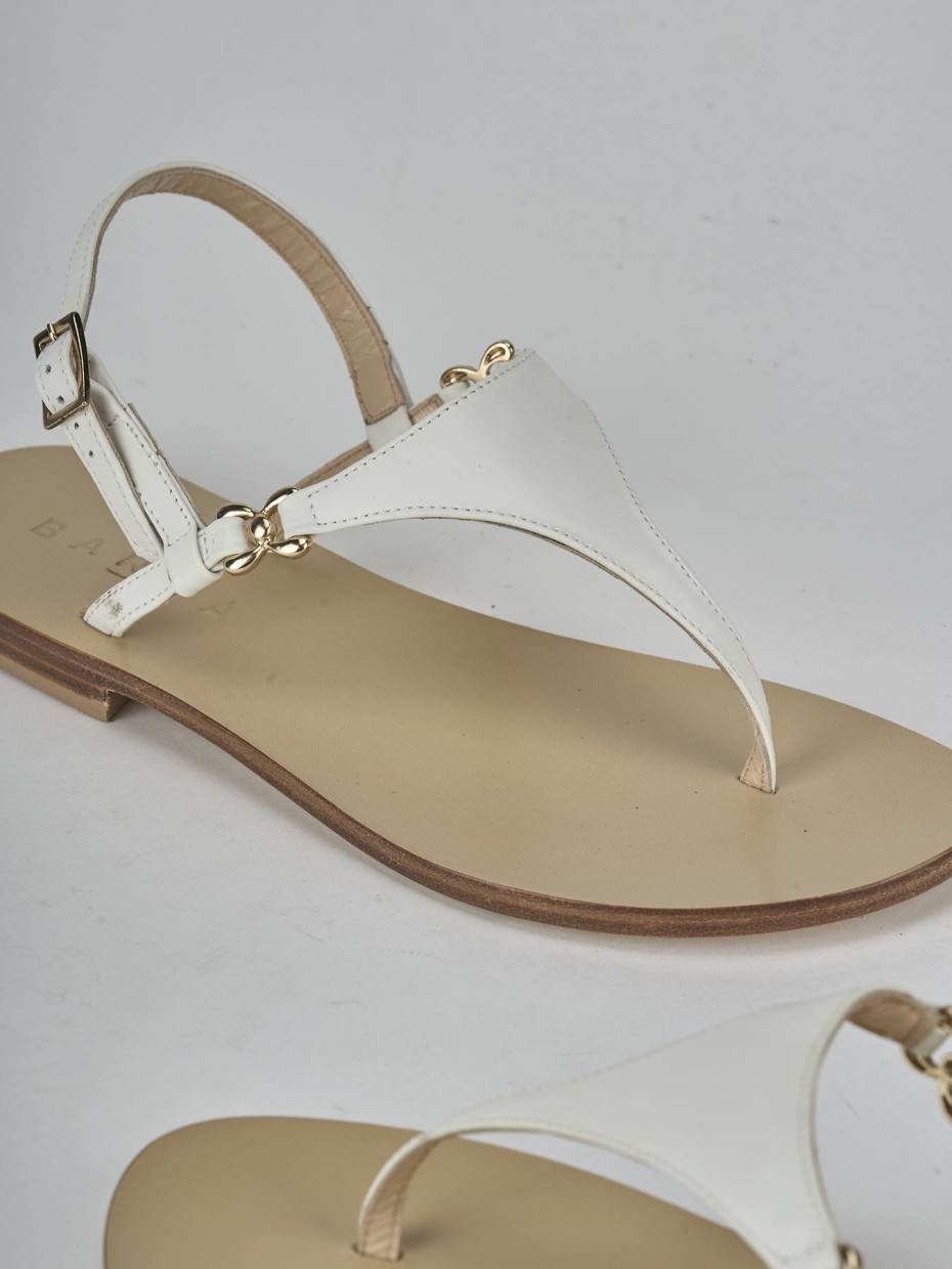 Sandalo infradito tacco 1 cm bianco pelle