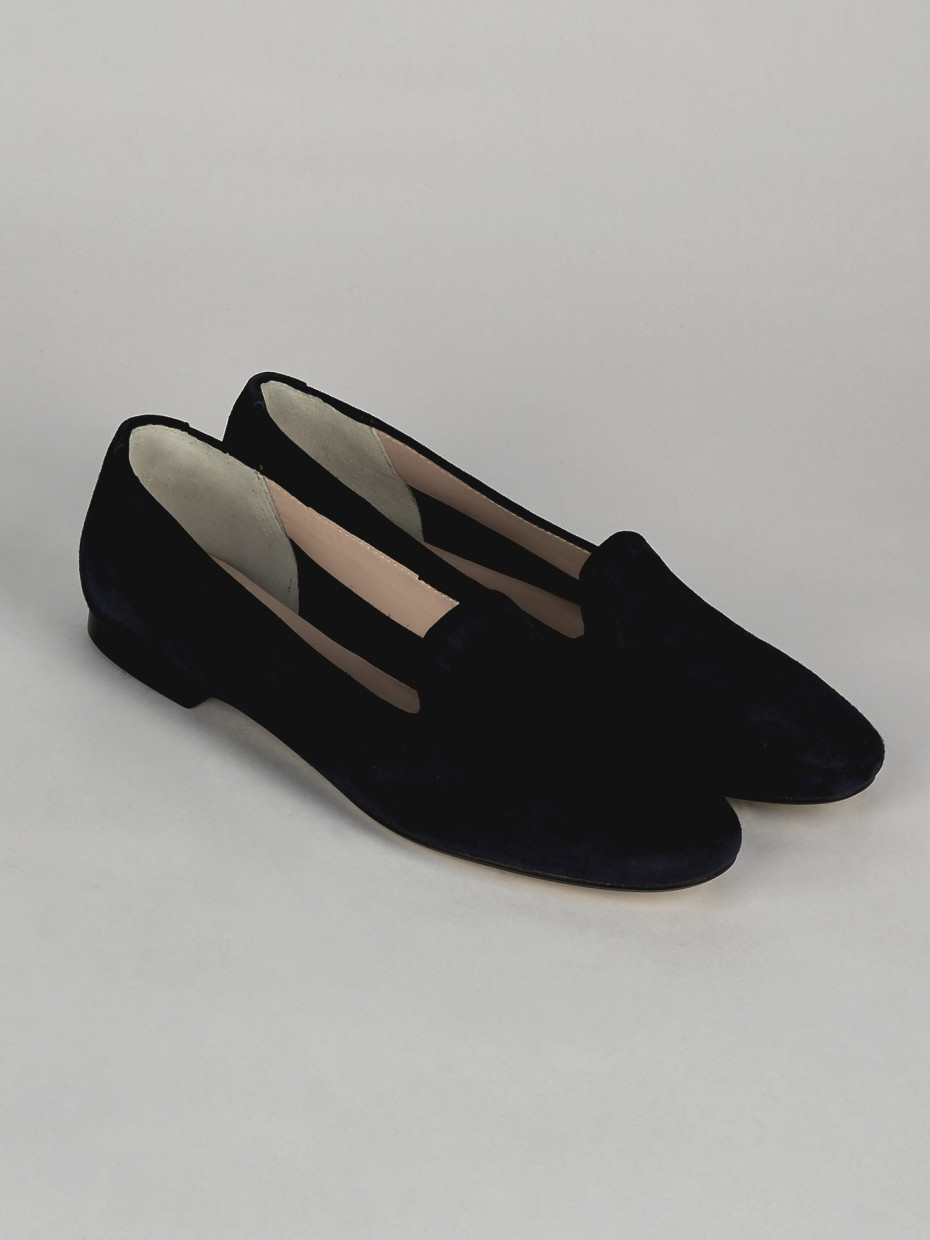 Ballerina babbuccia tacco 1cm blu camoscio