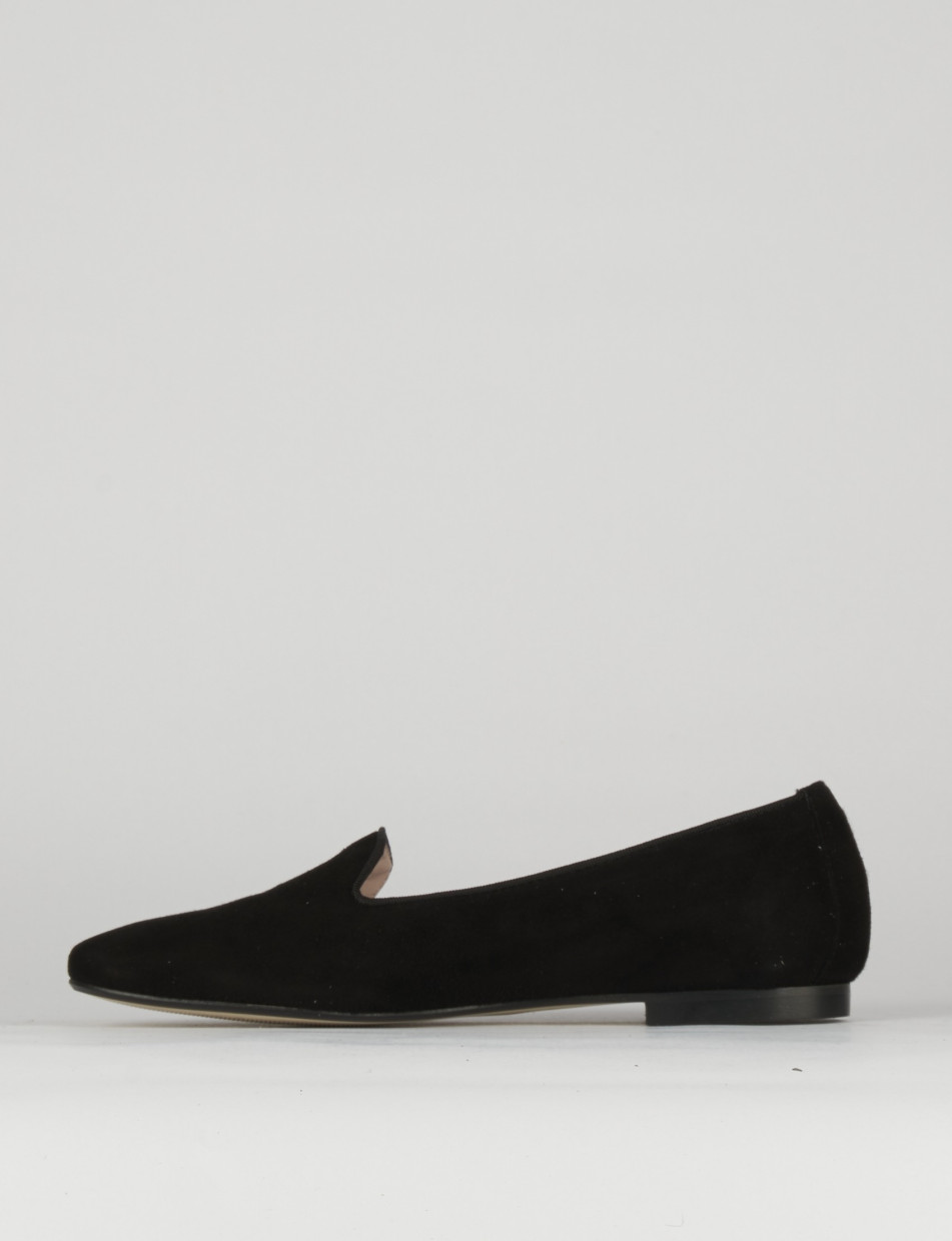 Ballerina babbuccia tacco 1cm nero camoscio