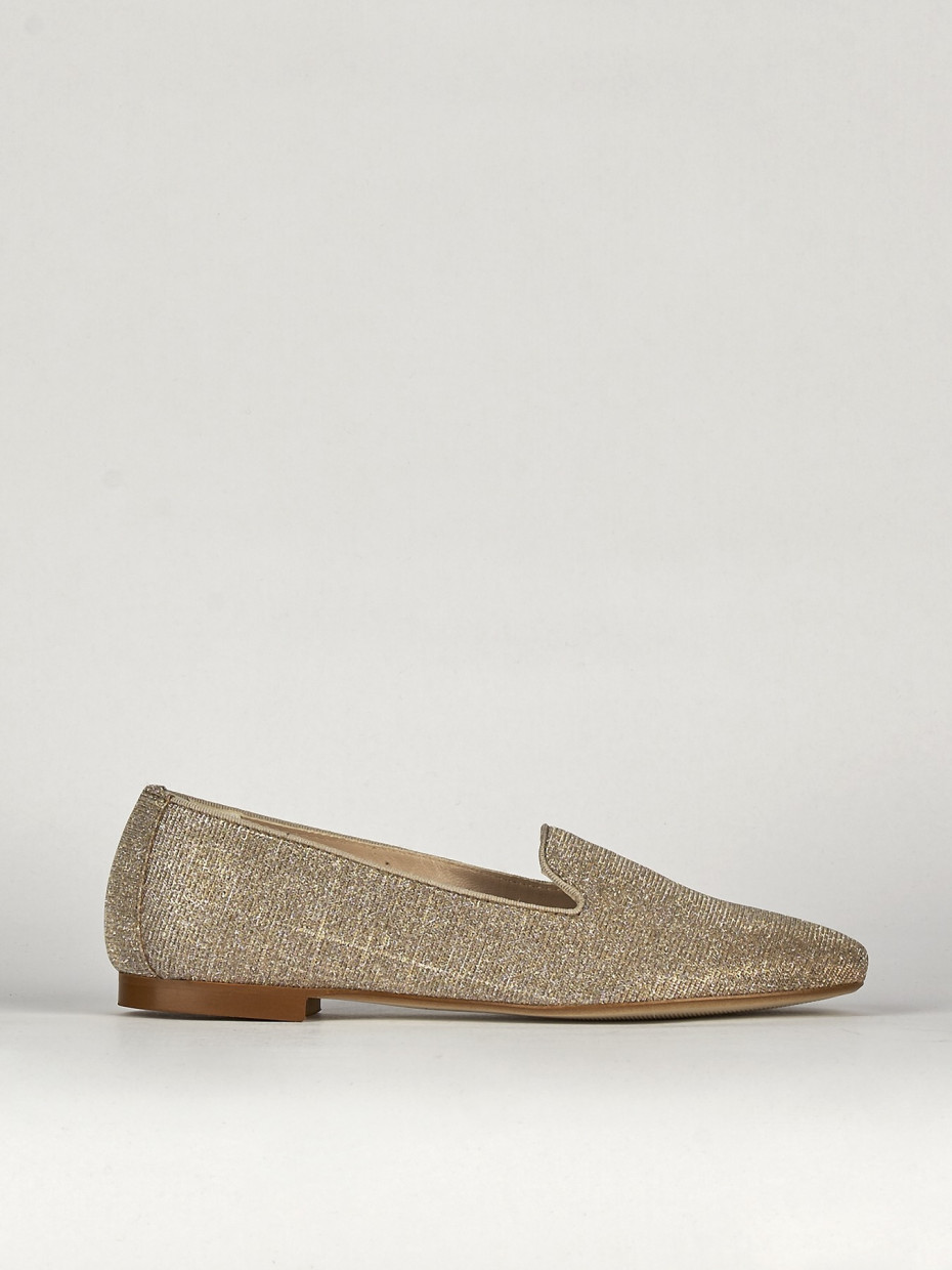 Flat shoes heel 1 cm beige glitter