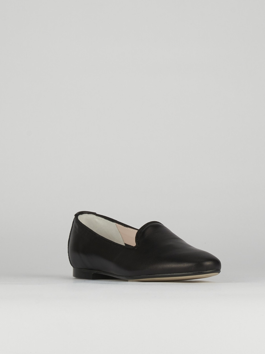 Flat shoes heel 1 cm black leather
