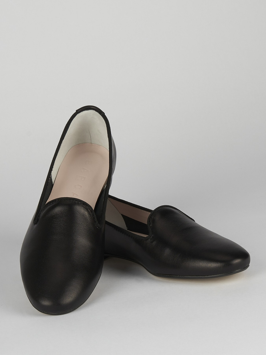 Flat shoes woman heel 1 cm black leather Barca Stores