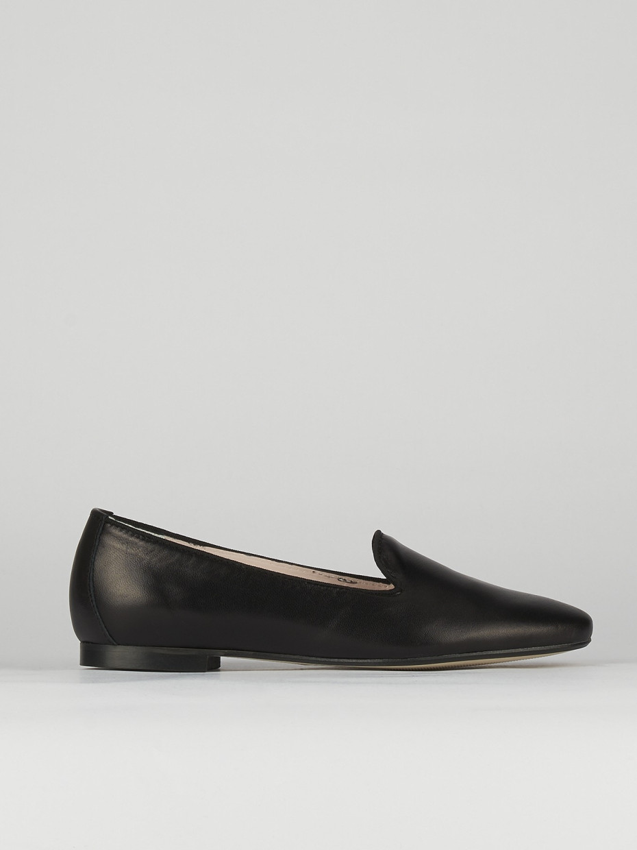 Flat shoes woman heel 1 cm black leather Barca Stores