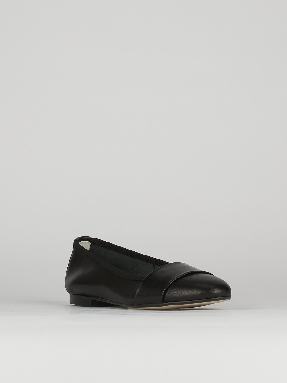 Flat shoes heel 1 cm black leather