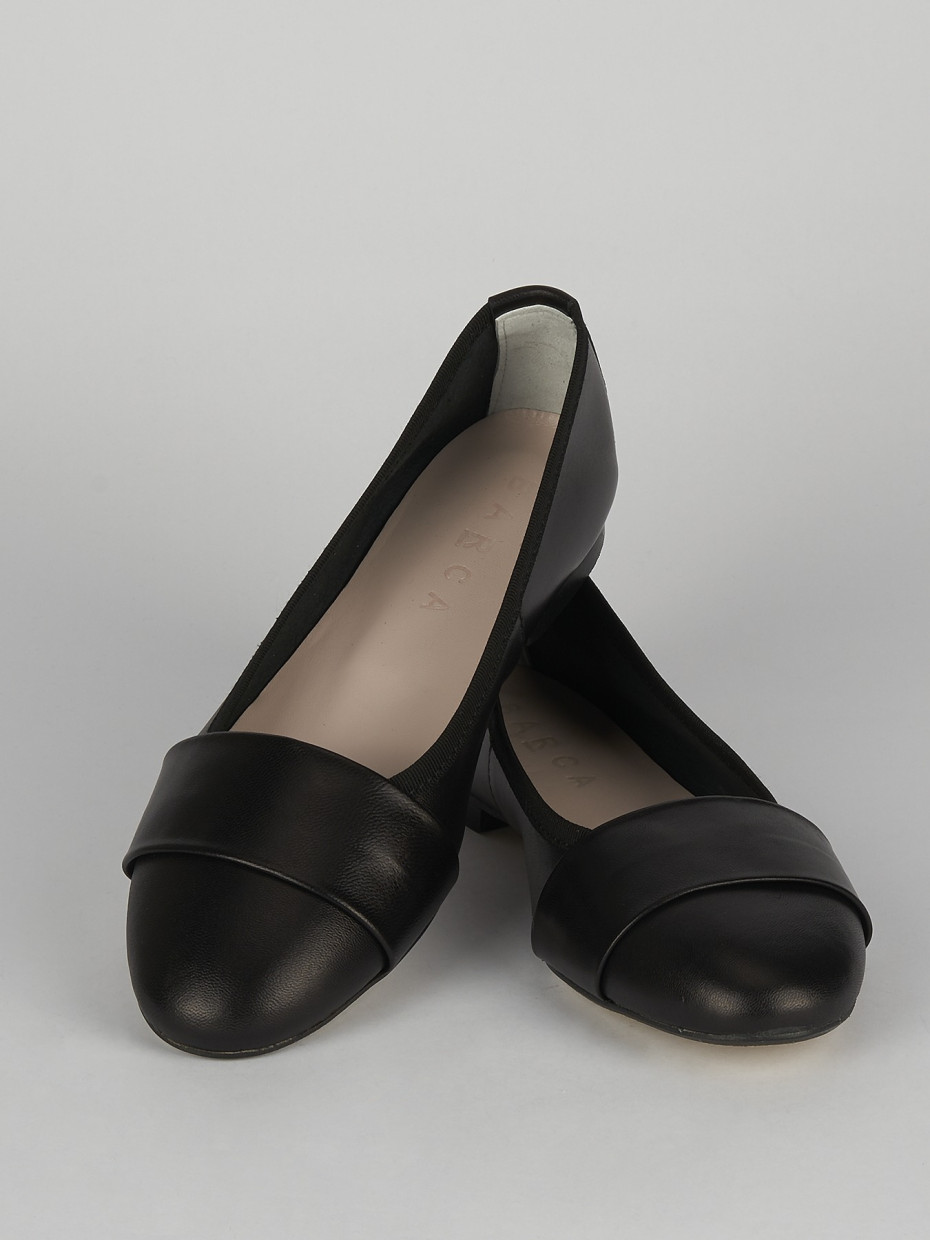 Flat shoes heel 1 cm black leather