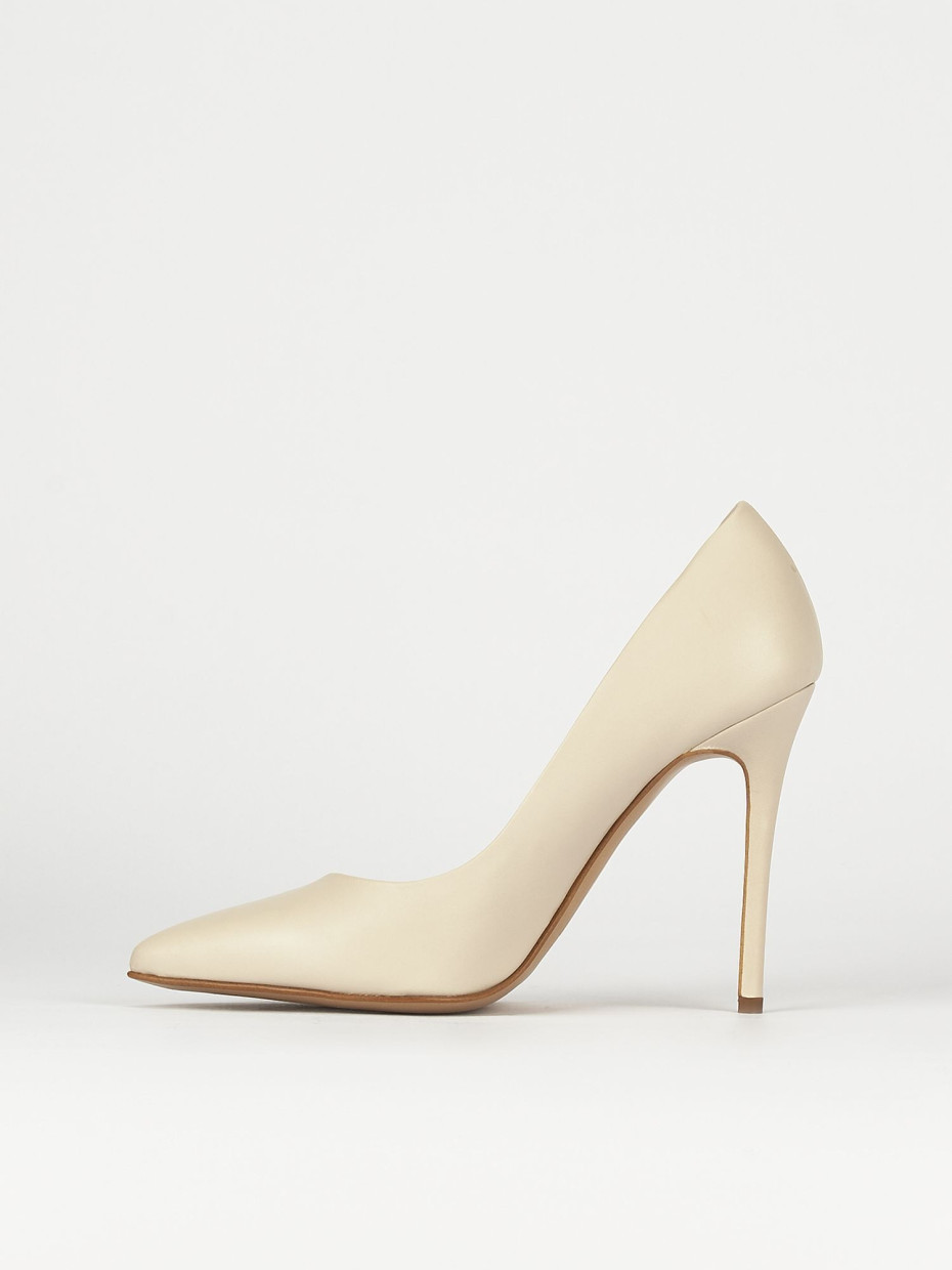 Decolte' tacco 11 cm beige pelle