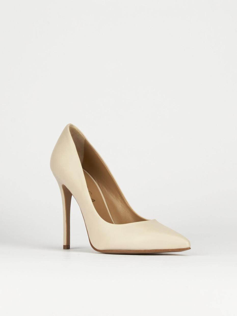 Decolte' tacco 11 cm beige pelle