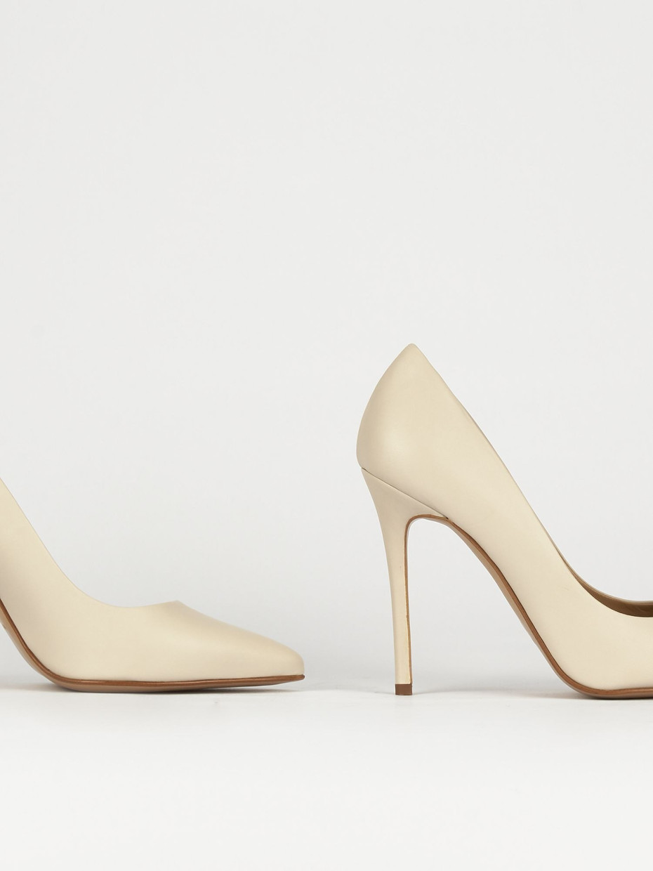 Decolte' tacco 11 cm beige pelle
