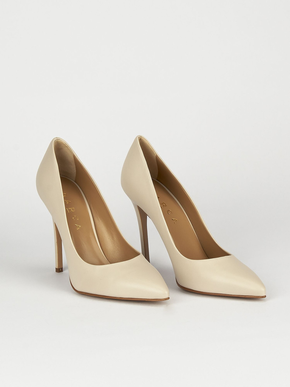 Decolte' tacco 11 cm beige pelle
