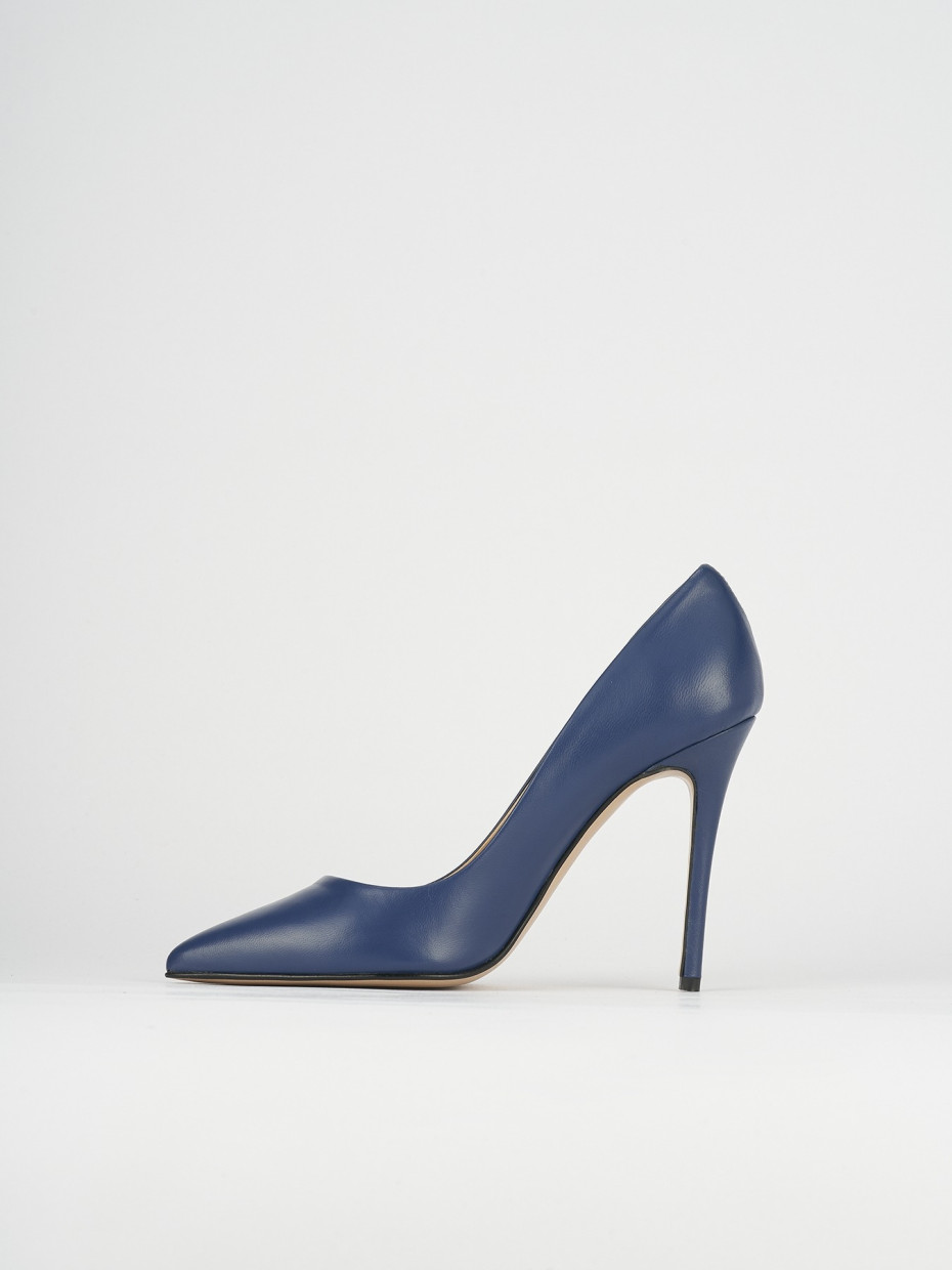 Decolte' tacco 11 cm blu pelle