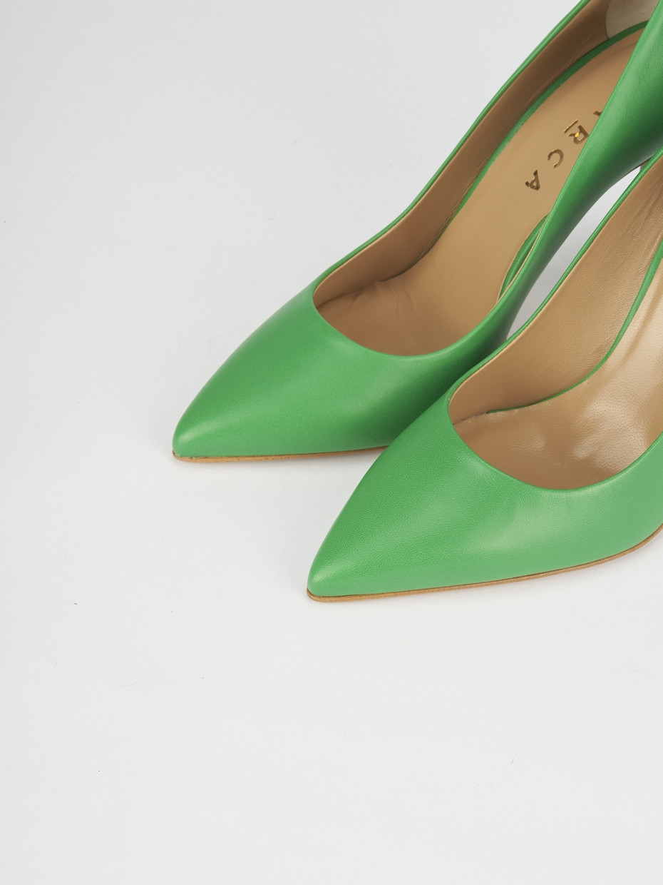 Pumps woman heel 11 cm green leather Barca Stores