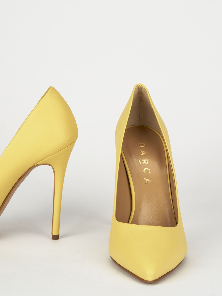 Yellow leather heels on sale
