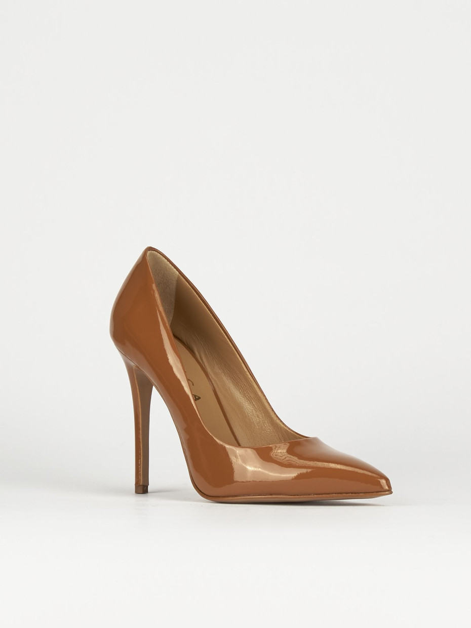 Decolte' tacco 11 cm marrone vernice