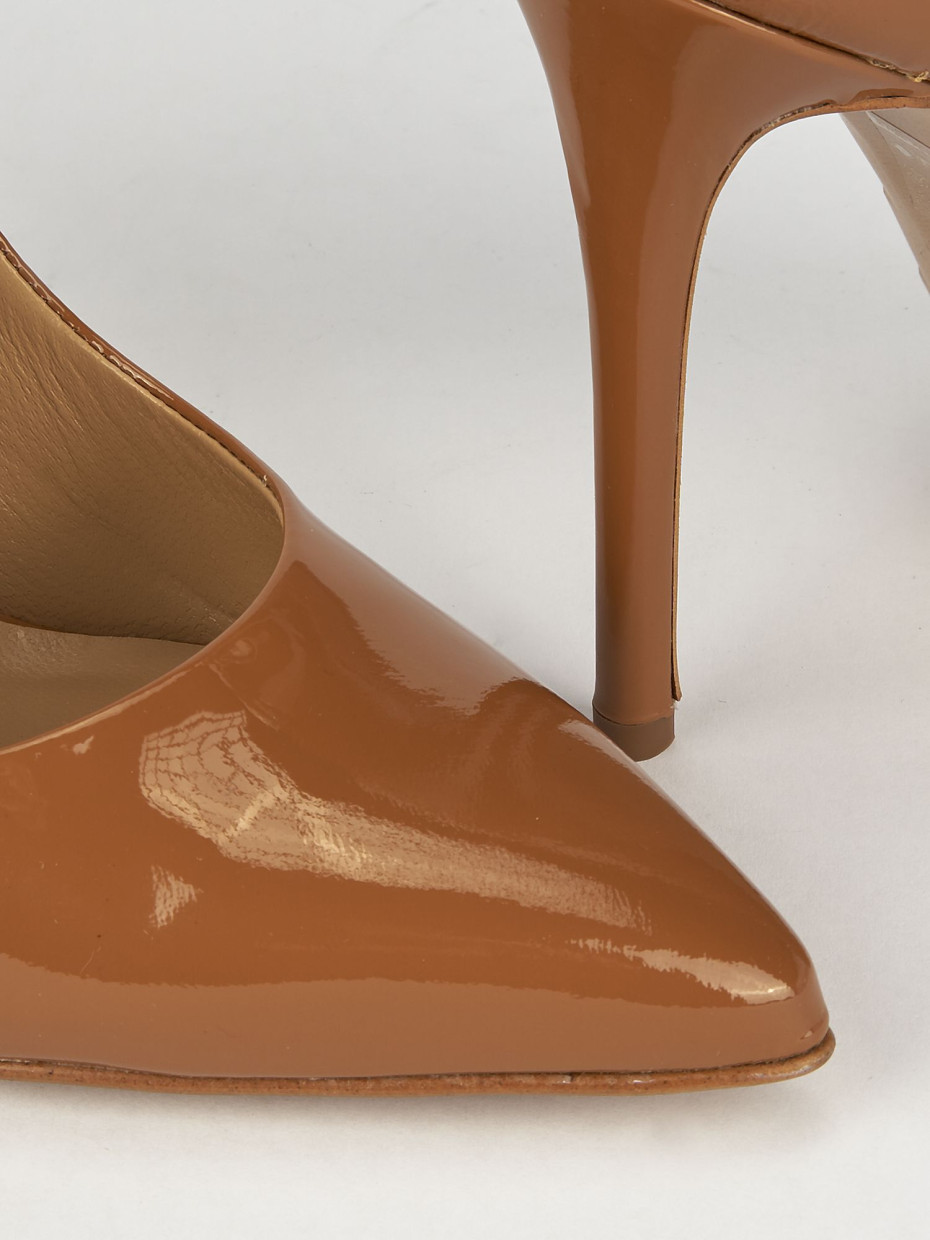 Decolte' tacco 11 cm marrone vernice