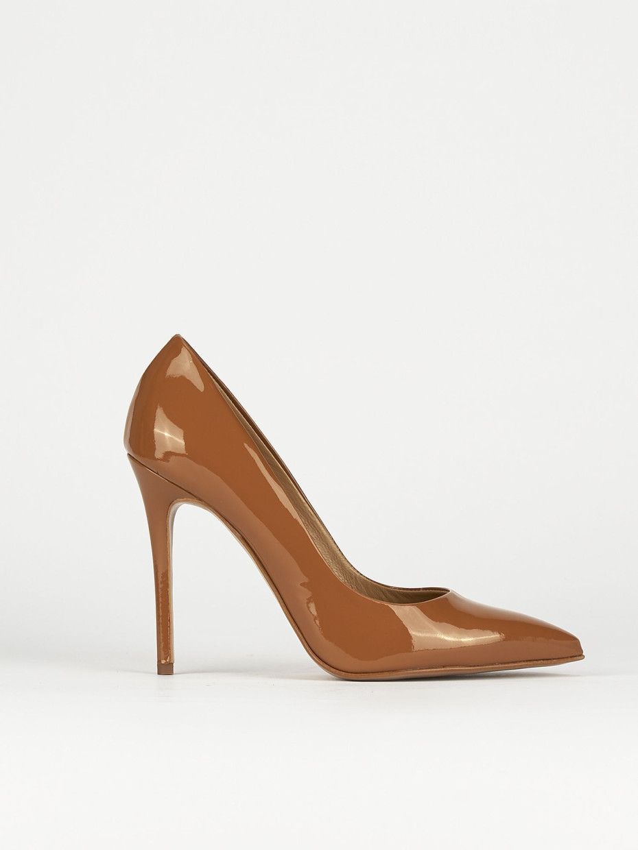 Decolte' tacco 11 cm marrone vernice