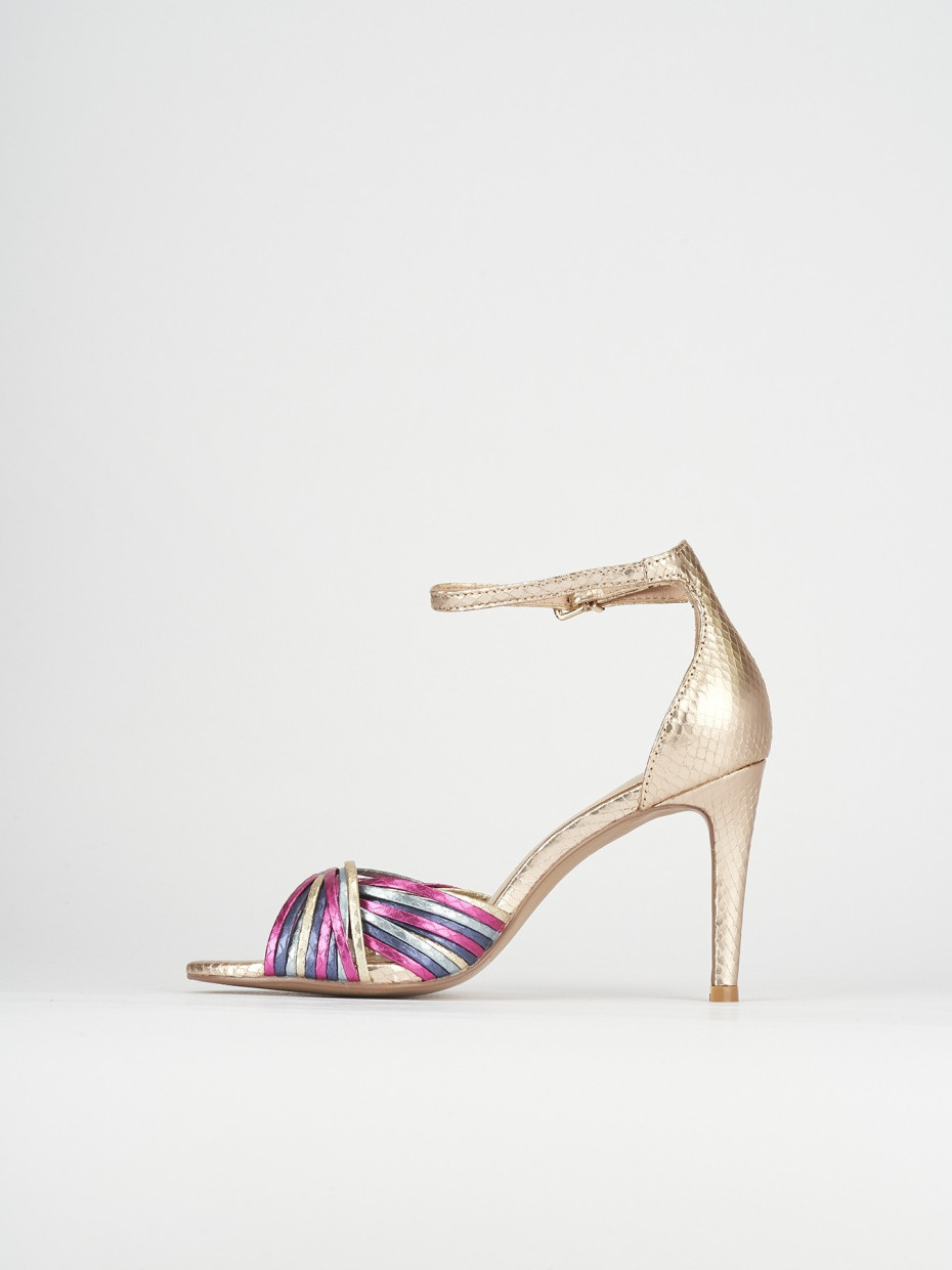 Sandali tacco 8cm pelle multicolor
