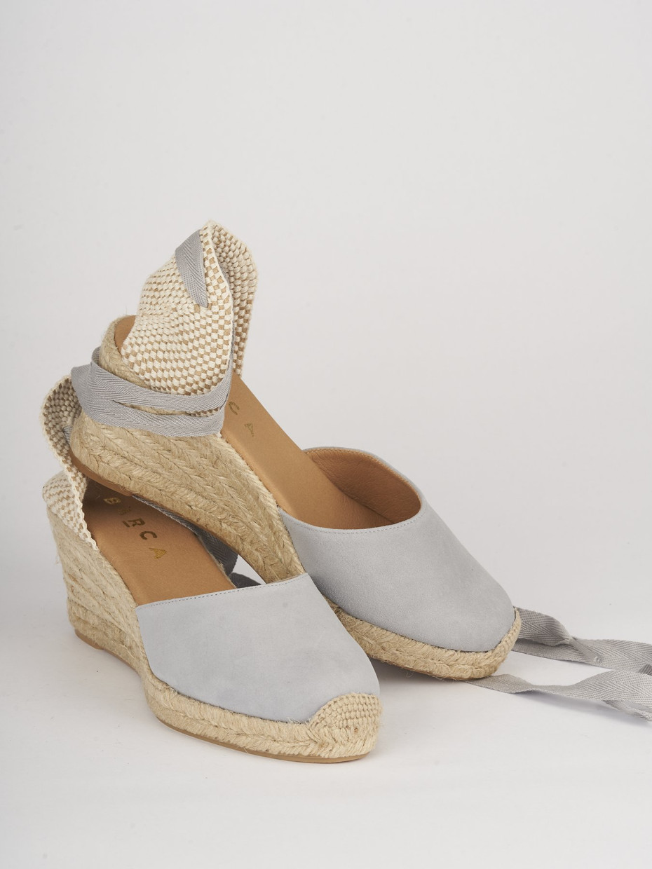 Espadrillas heel 5 cm light blue chamois