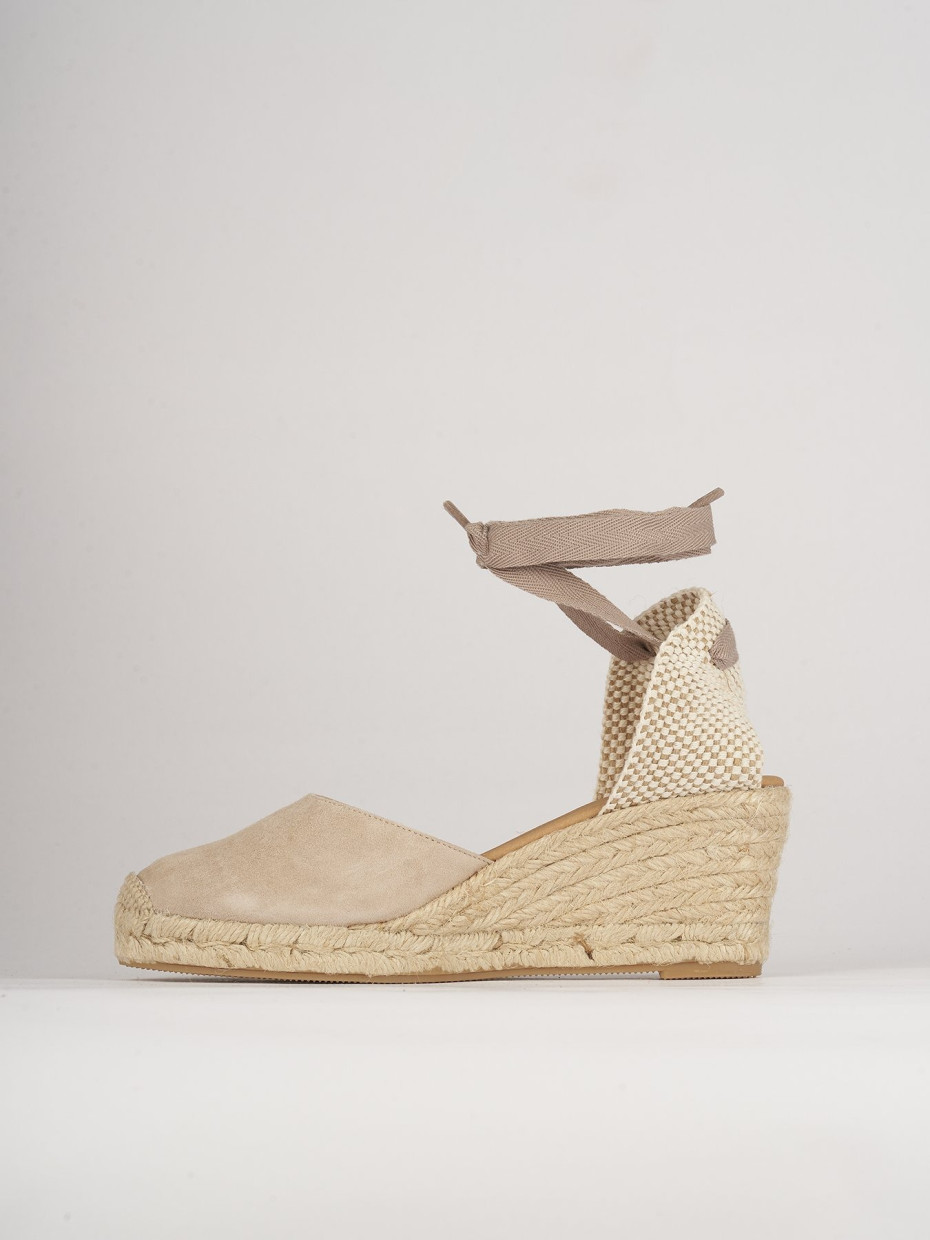 Espadrillas heel 5 cm beige chamois