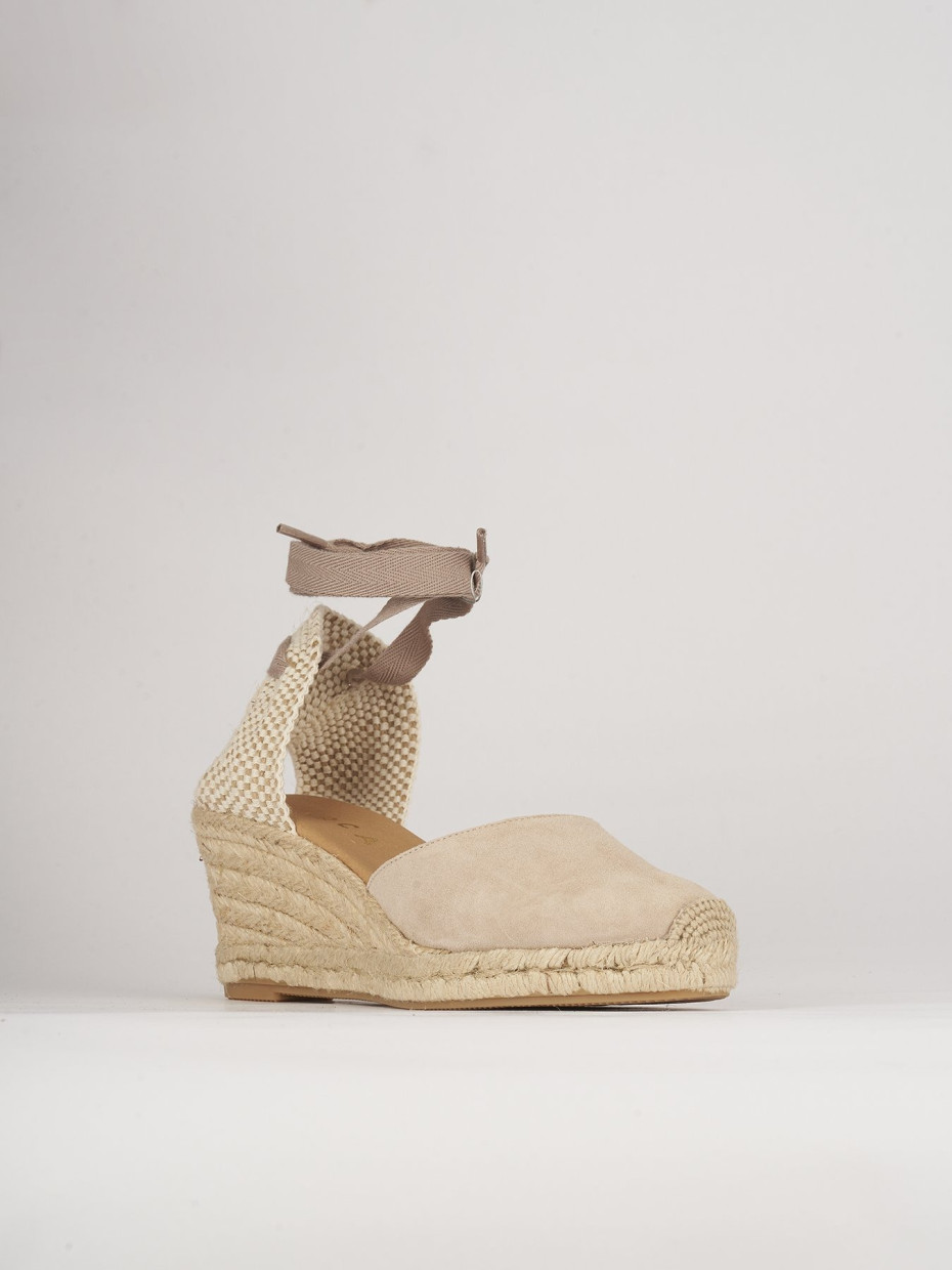 Espadrillas tacco 5cm camoscio beige