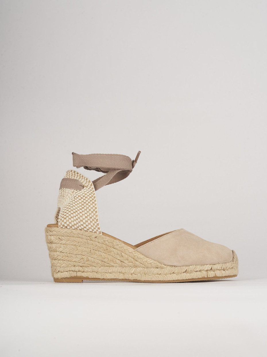 Espadrillas tacco 5cm camoscio beige