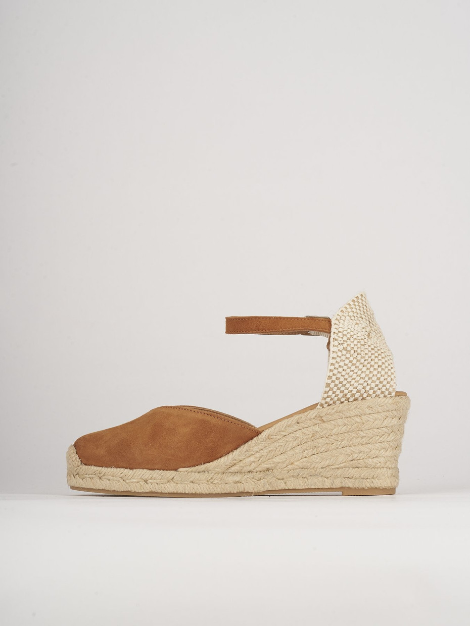 Espadrillas tacco 6cm camoscio marrone