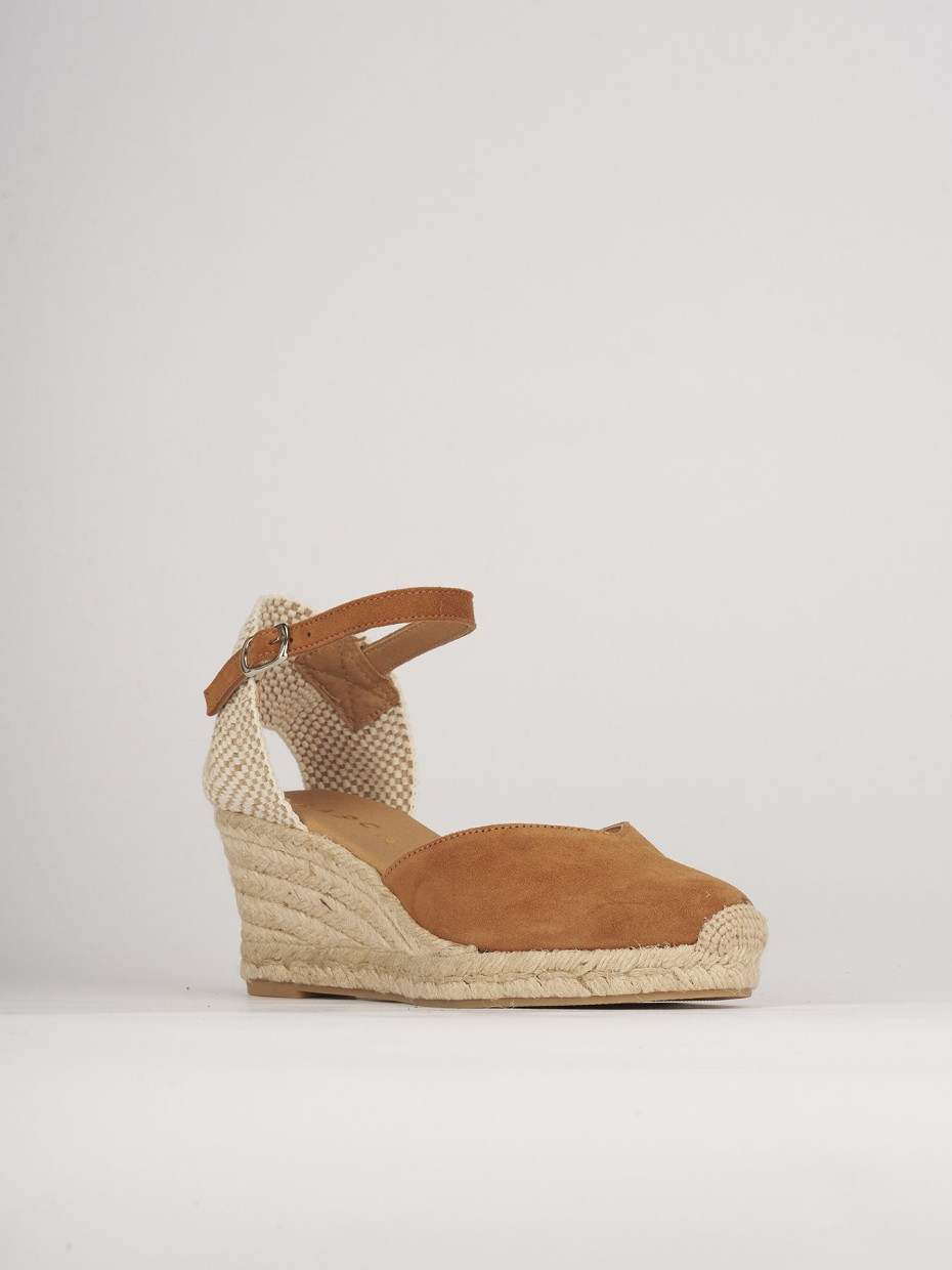 Espadrillas heel 6 cm brown chamois