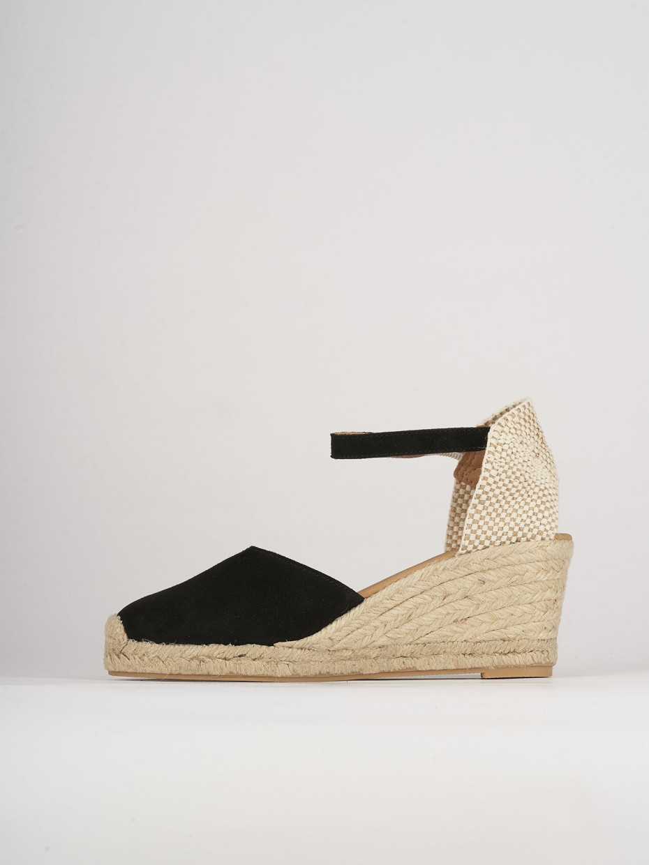 Espadrillas heel 6 cm black chamois