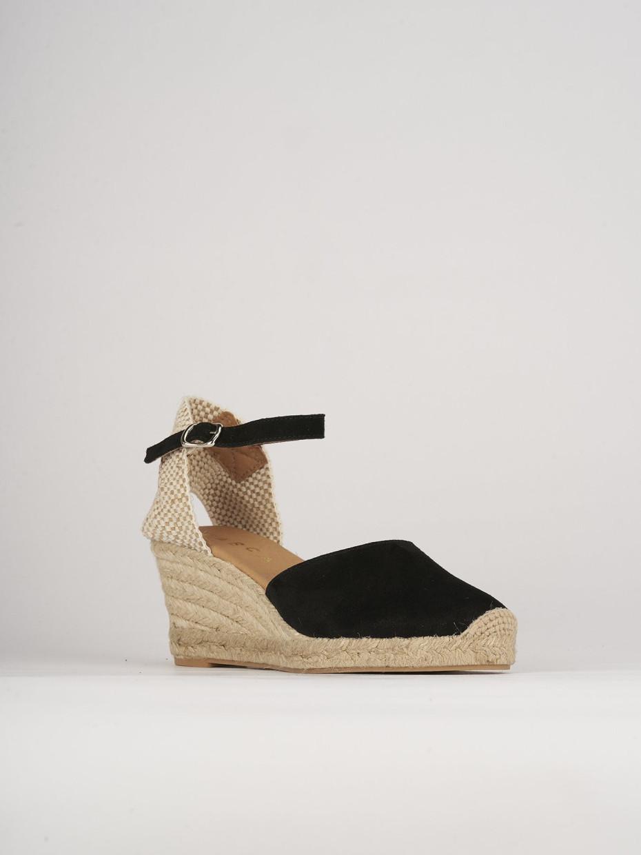 Espadrillas heel 6 cm black chamois