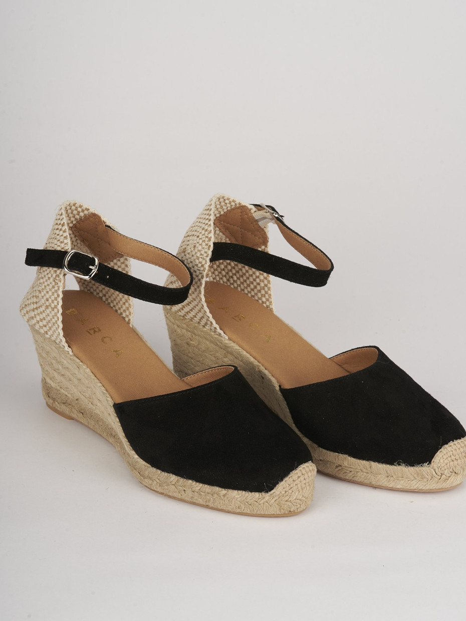 Espadrillas tacco 6cm camoscio nero