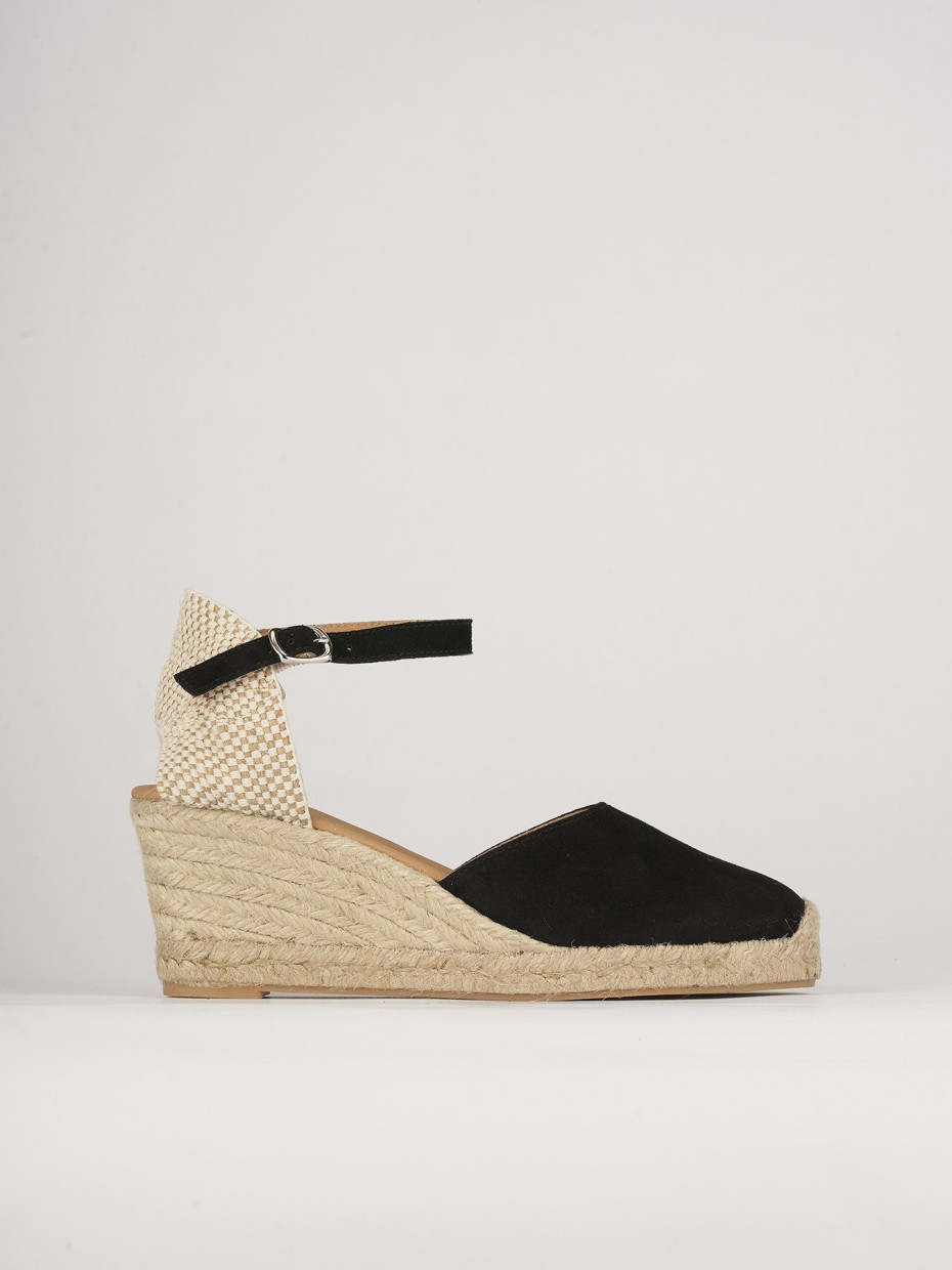 Espadrillas tacco 6cm camoscio nero