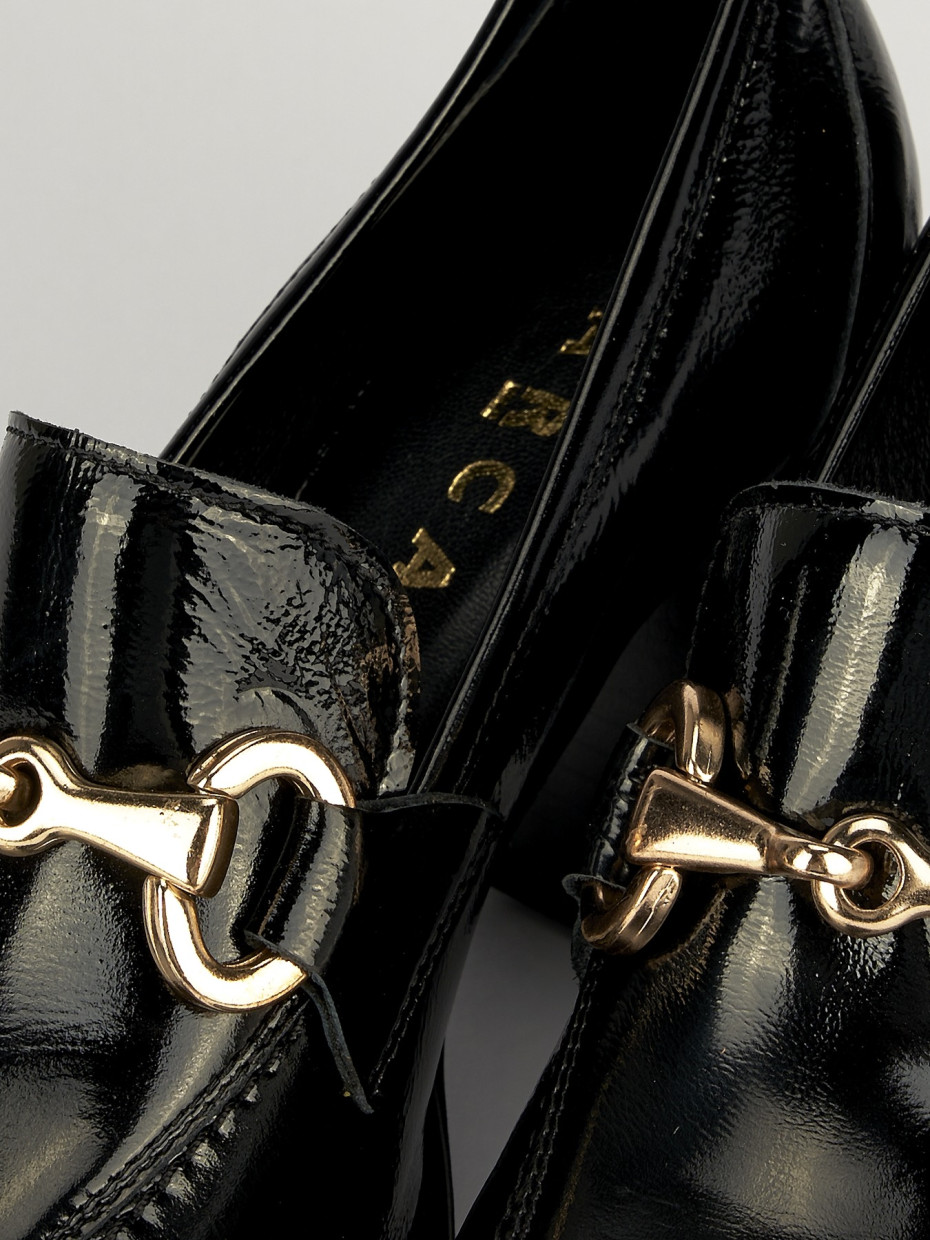 Mocassino tacco 7 cm nero vernice