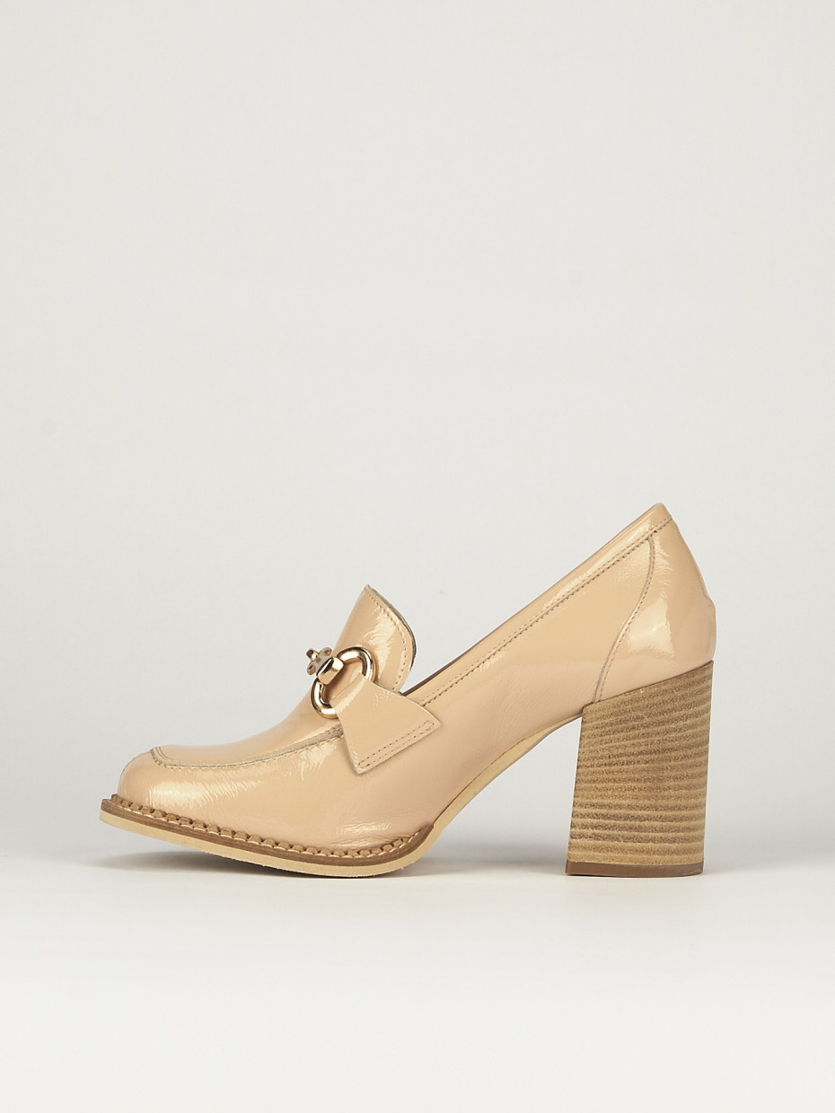 Mocassino tacco 7 cm rosa vernice