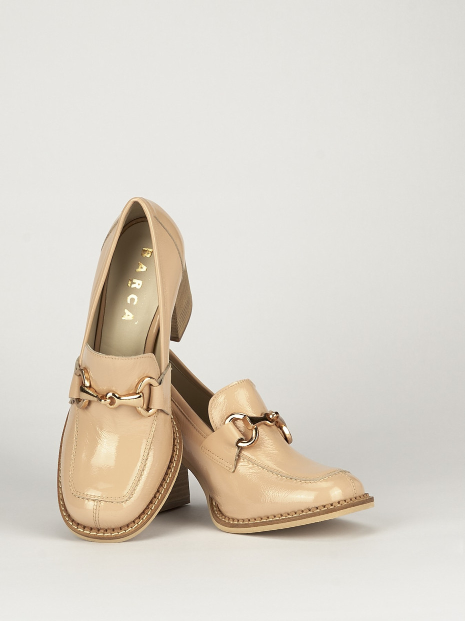 Mocassino tacco 7 cm rosa vernice
