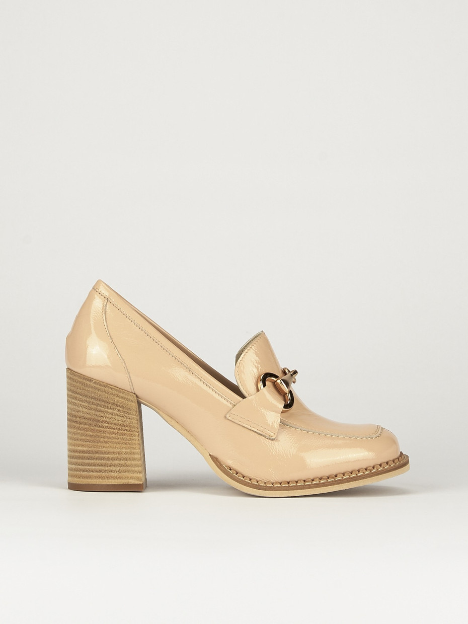 Mocassino tacco 7 cm rosa vernice