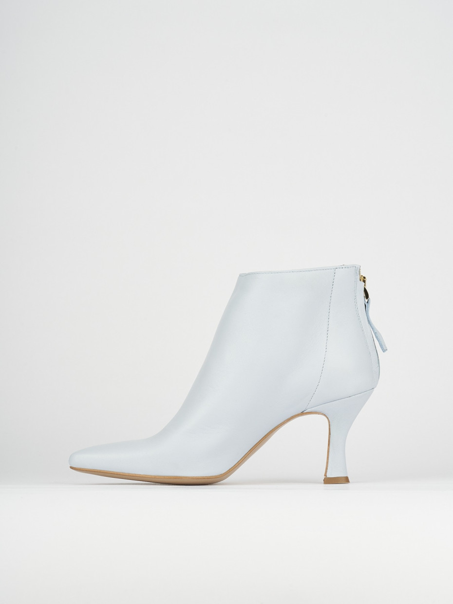 High heel ankle boots heel 5 cm light blue leather
