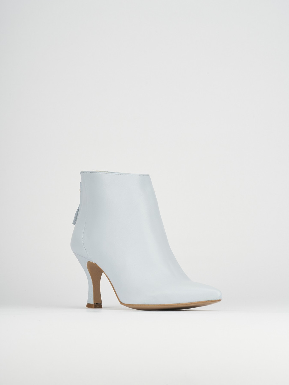 High heel ankle boots heel 5 cm light blue leather