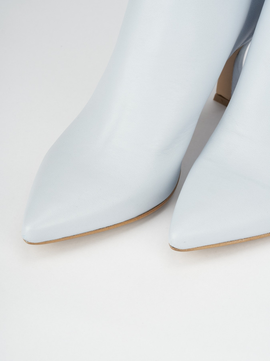 High heel ankle boots heel 5 cm light blue leather