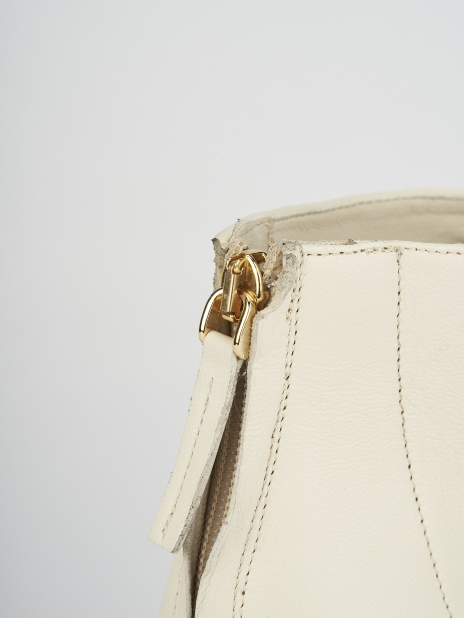 Tronchetto tacco 5 cm beige pelle