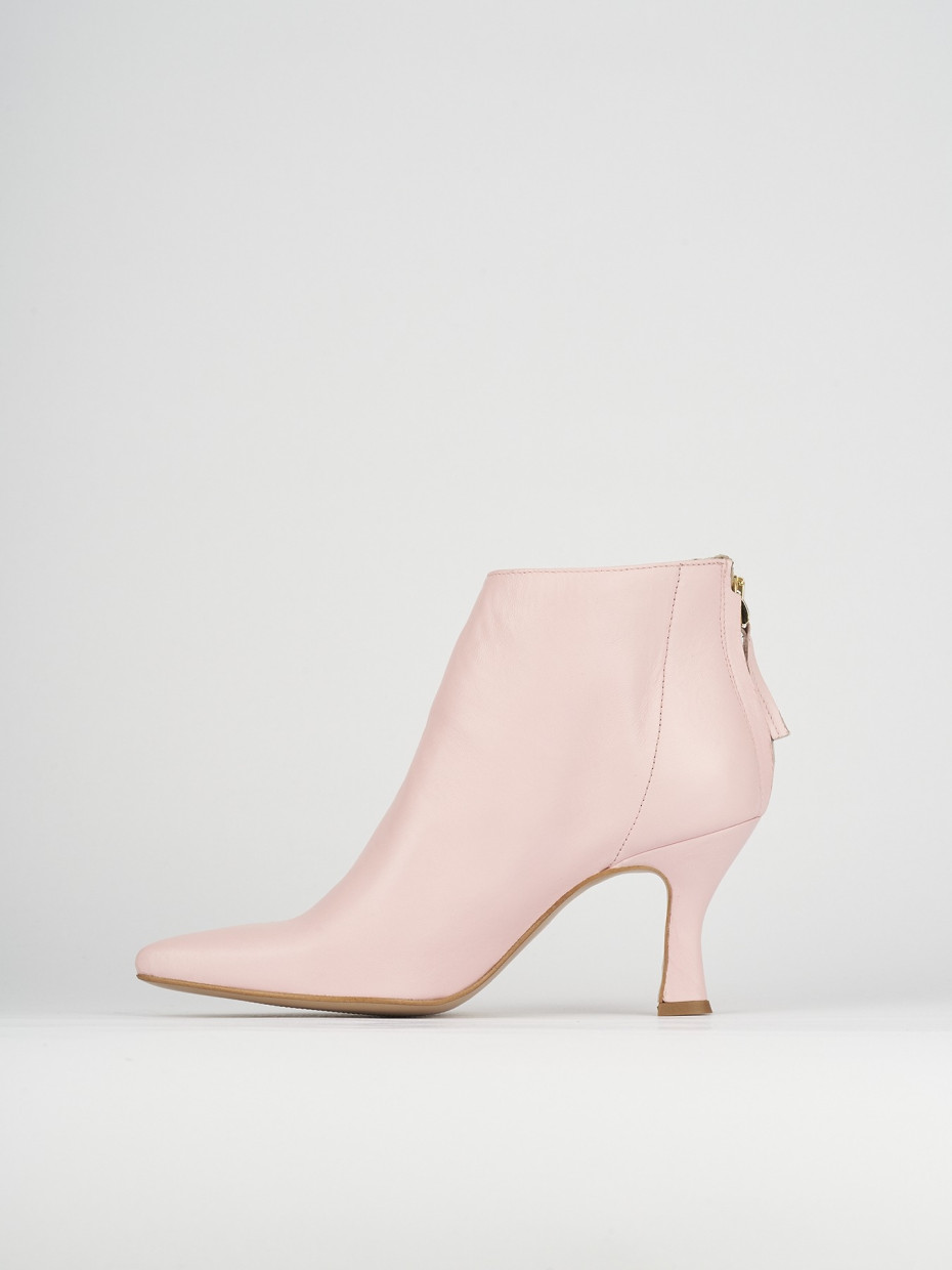 High heel ankle boots woman heel 5 cm pink leather Barca Stores