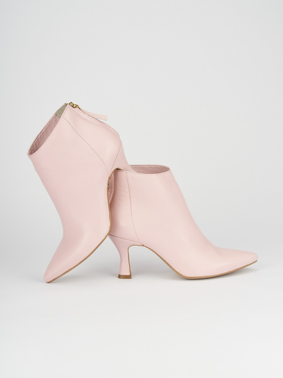 Pink ankle top boots heels