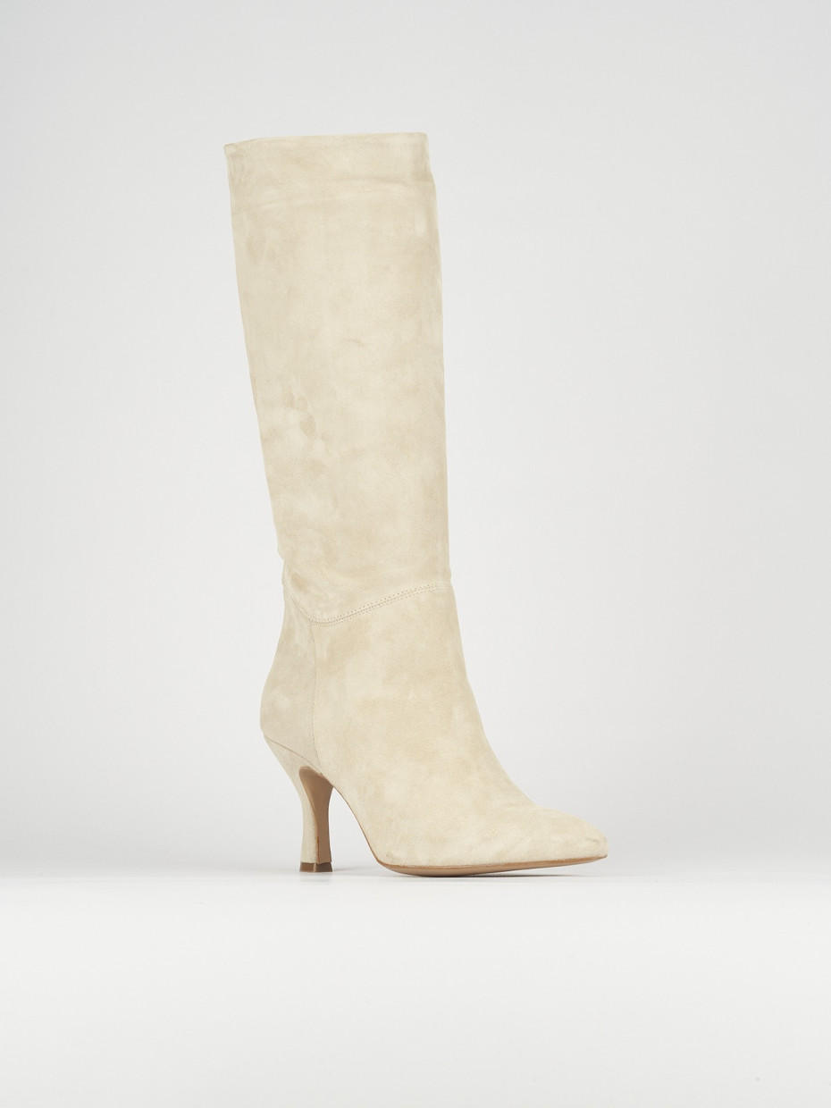 High heel boots heel 7 cm beige chamois